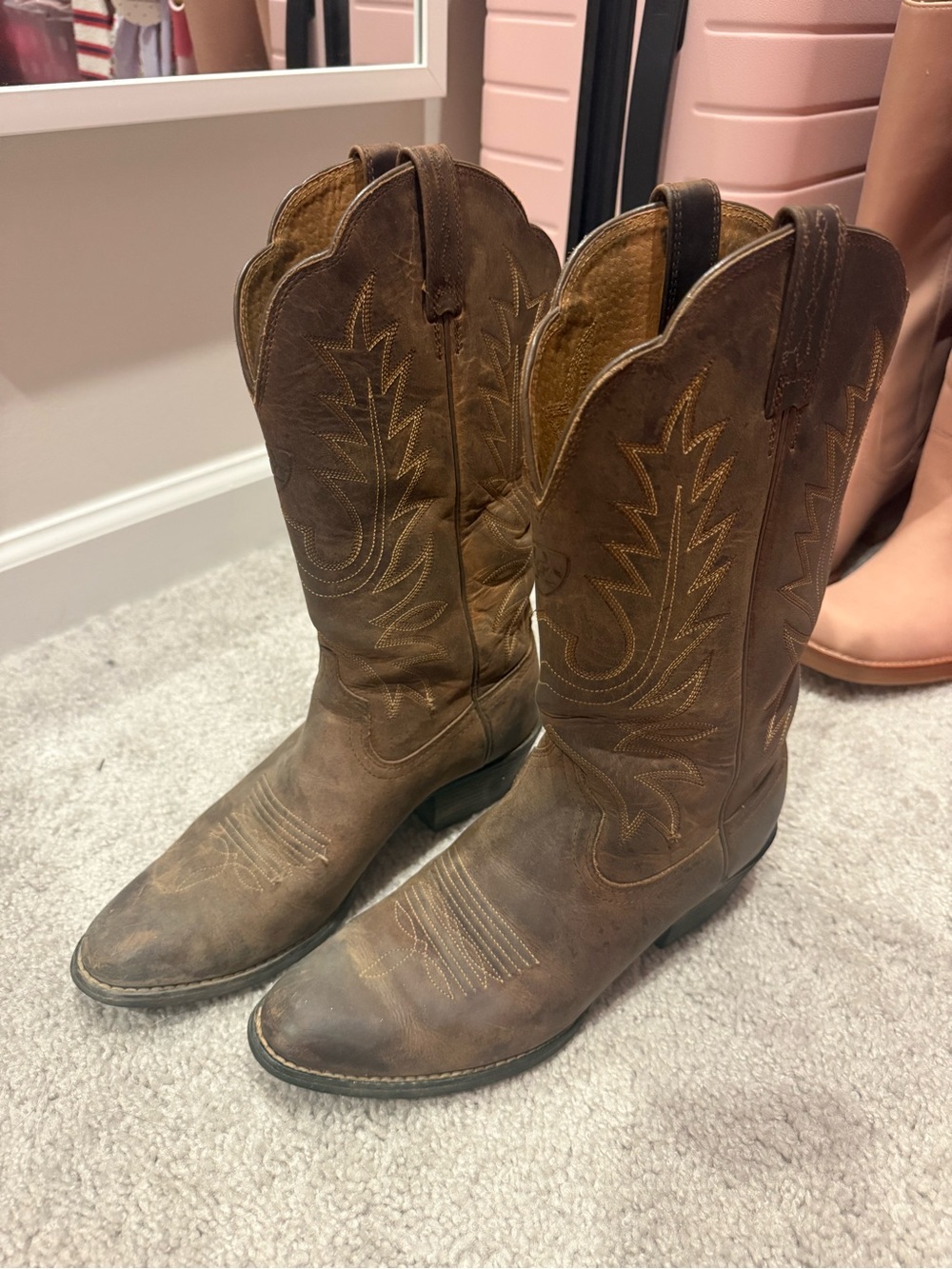 Ariat Distressed Brown Leather Western Cowboy Boots